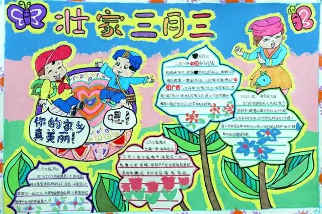 广西壮族三月三手抄报画画图片-图4