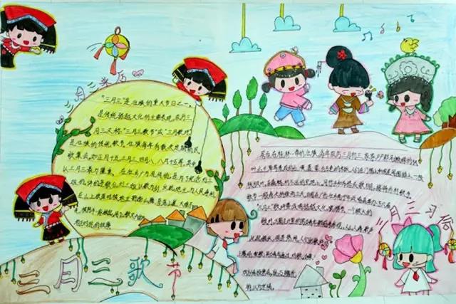 广西壮族三月三手抄报画画图片-图6