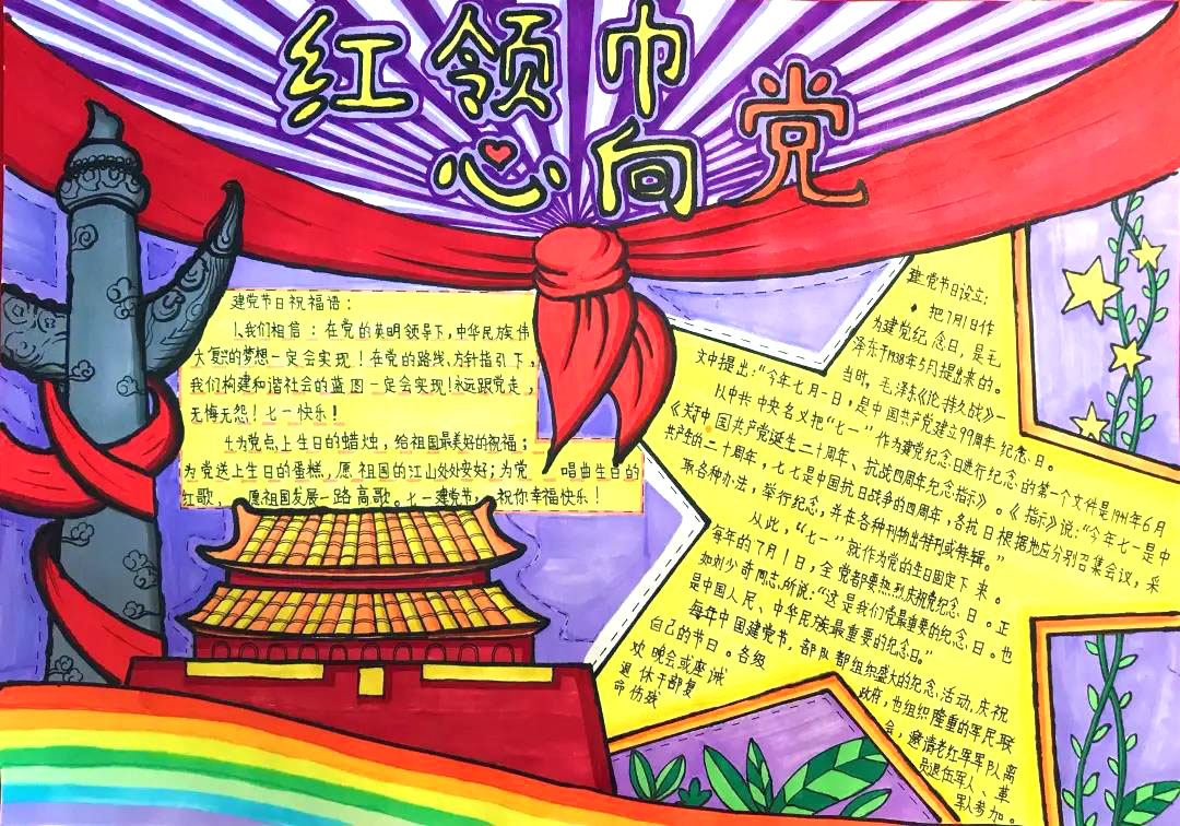 “红领巾心向党”手抄报优秀作品-图1