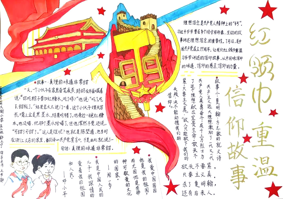“红领巾心向党”手抄报优秀作品-图6