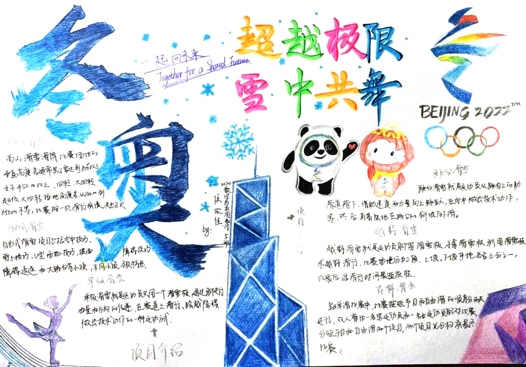 冬奥精神永驻我心主题手抄报-图2