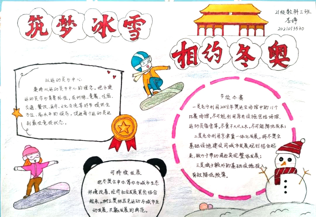 2022冰雪冬奥会手抄报绘画（10张）-图9