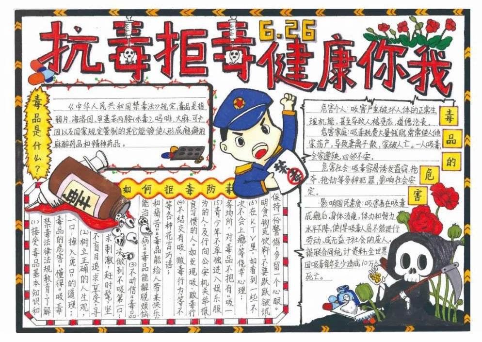 “健康人生，绿色无毒”手抄报一等奖-图2