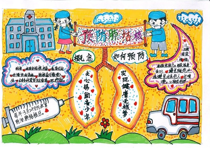 小学世界防治结核病日手抄报教程-图1