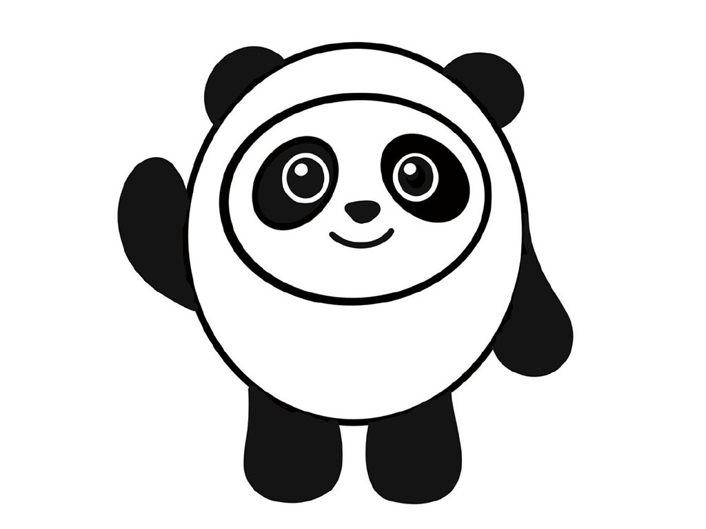 步骤4：接着画冰墩墩的小短腿。