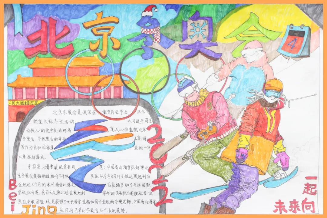 北京冬奥会一起向未来主题手抄报简单-图1