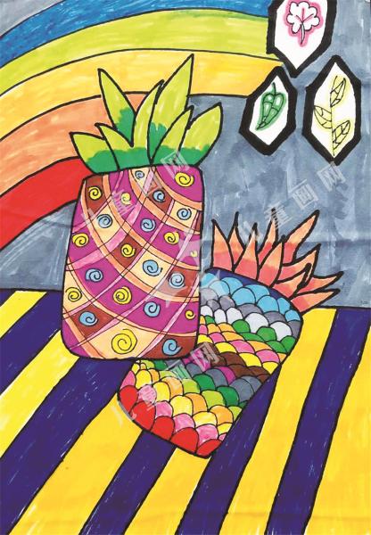 彩色菠萝创意画