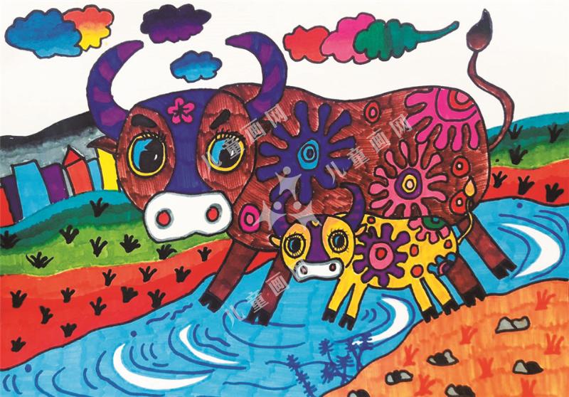 五彩牛儿童创意手绘画