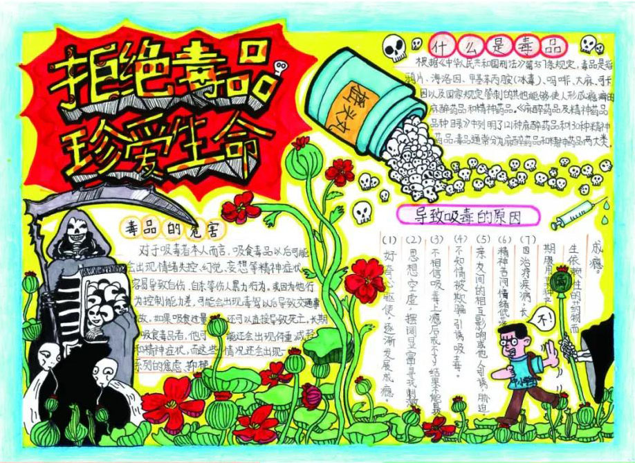 珍爱生命禁毒手抄报一等奖-图2