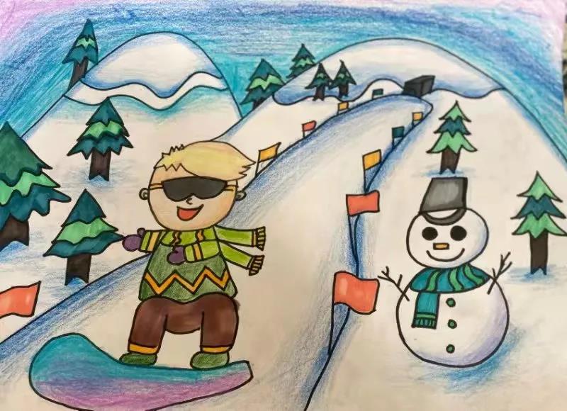 为冬奥会喝彩主题儿童画-图4