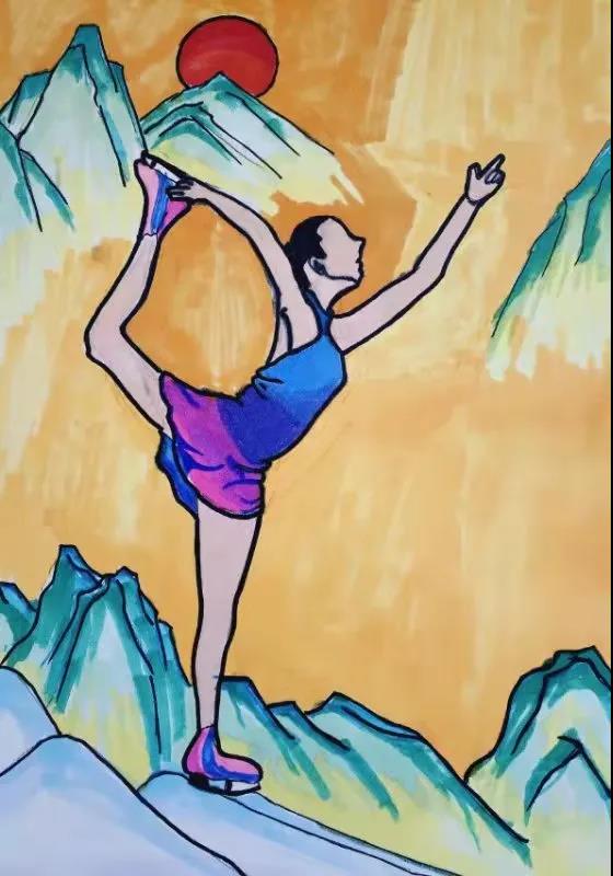 为冬奥会喝彩主题儿童画-图3