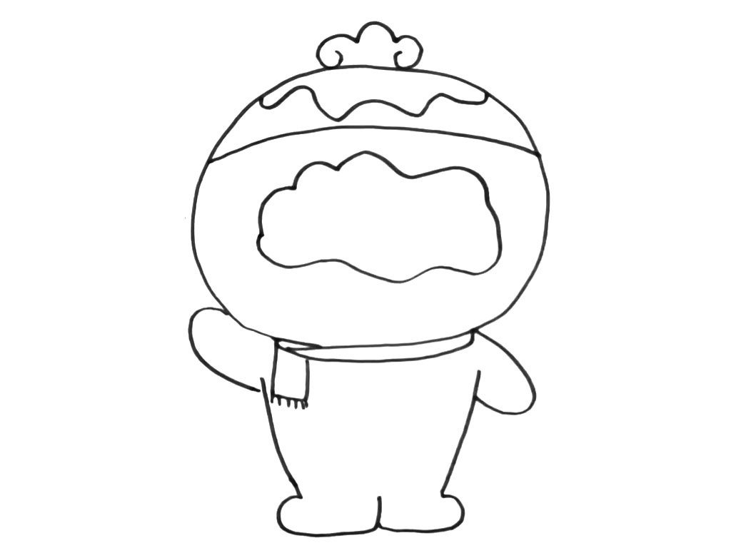 步骤3：画雪容融头顶的雪和脸部轮廓。