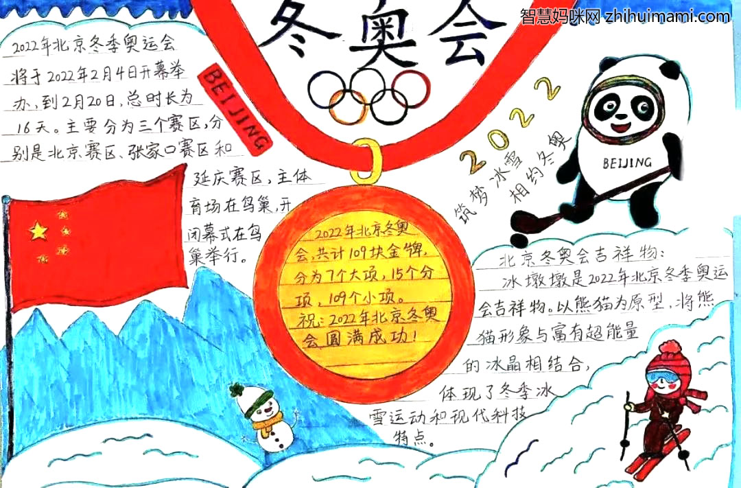 2022北京冬奥会手抄报绘画（五年级）-图6