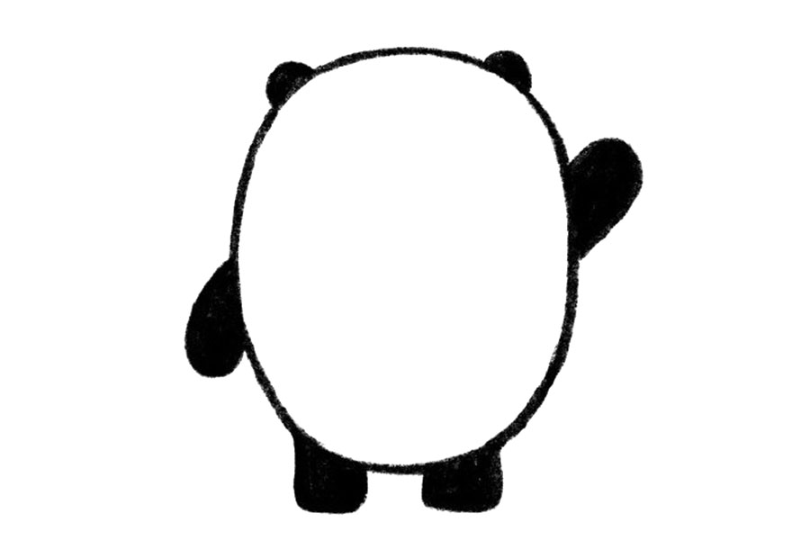 步骤2：画上耳朵和四肢。