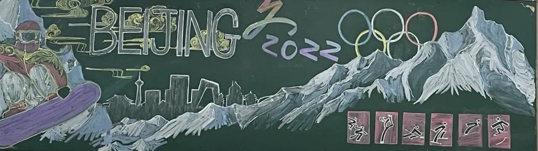 “和冬奥一起 面向未来” 主题黑板报绘画-图5