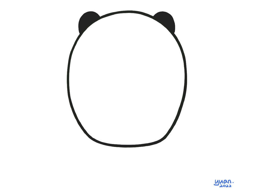 步骤2：画两个耳朵，颜色填满。