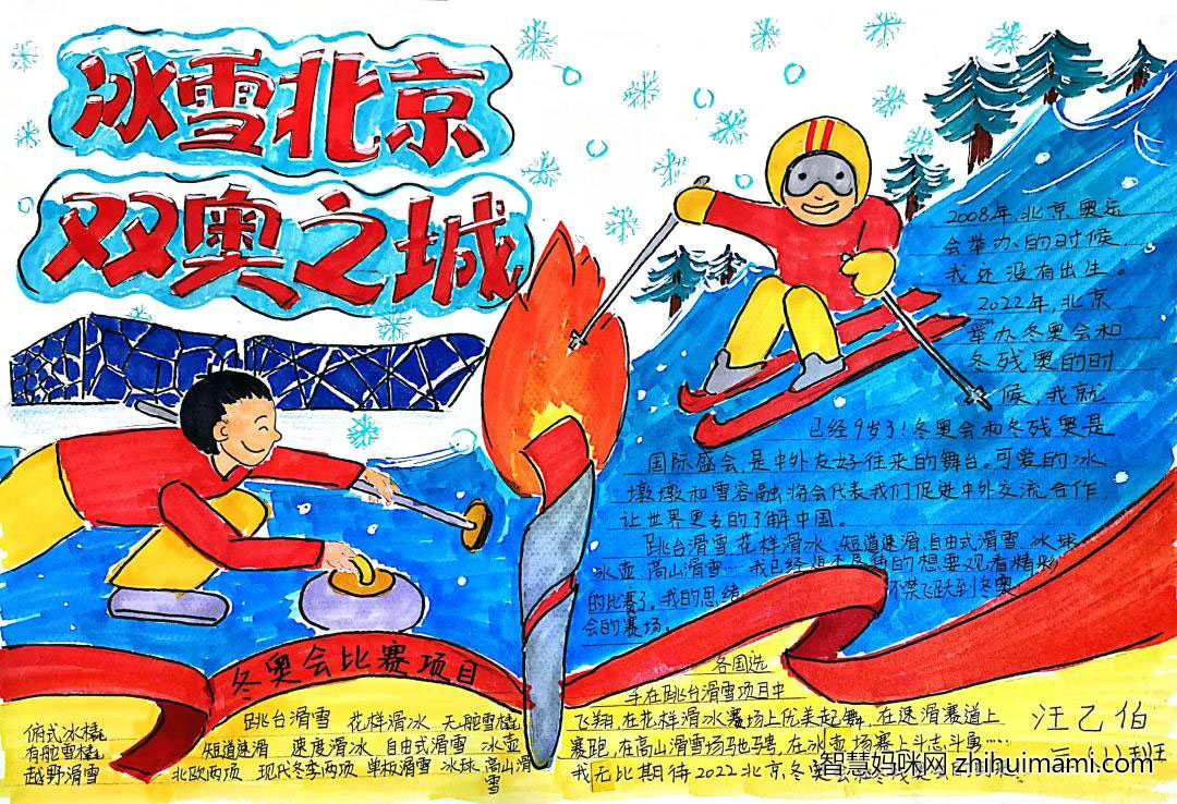 2022冬奥会手抄报——冰雪北京，双奥之城-图3