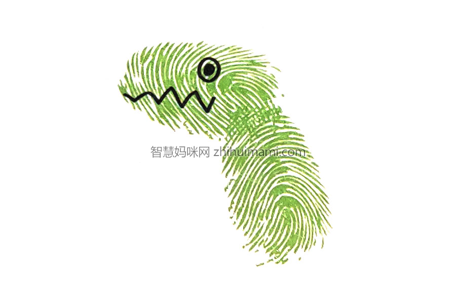 步骤2：在脑袋上面画出小眼睛和大嘴巴。