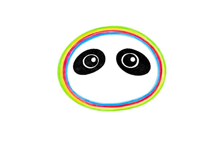 步骤6：把黑眼圈涂上黑色。