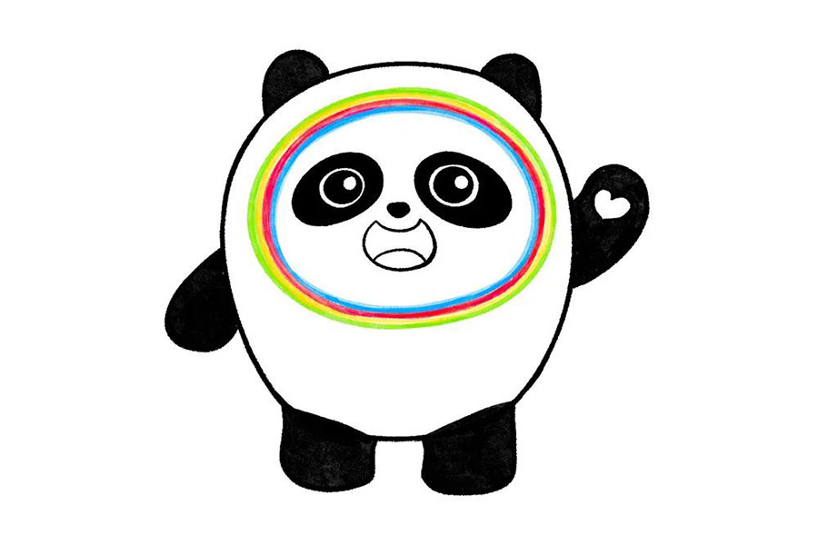 步骤10：别忘了冰墩墩手里的爱心哦。