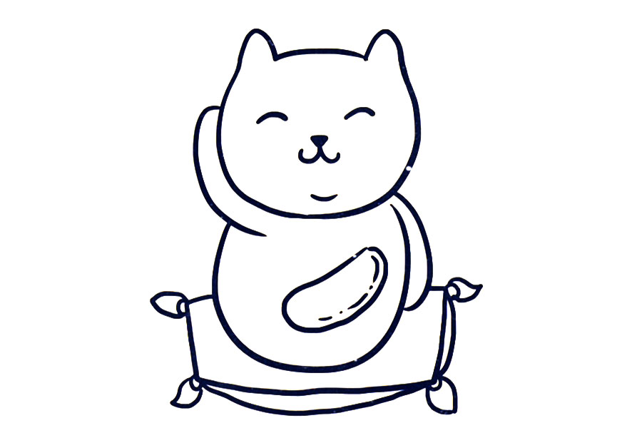 招财招福 招财猫简笔画教程-图7