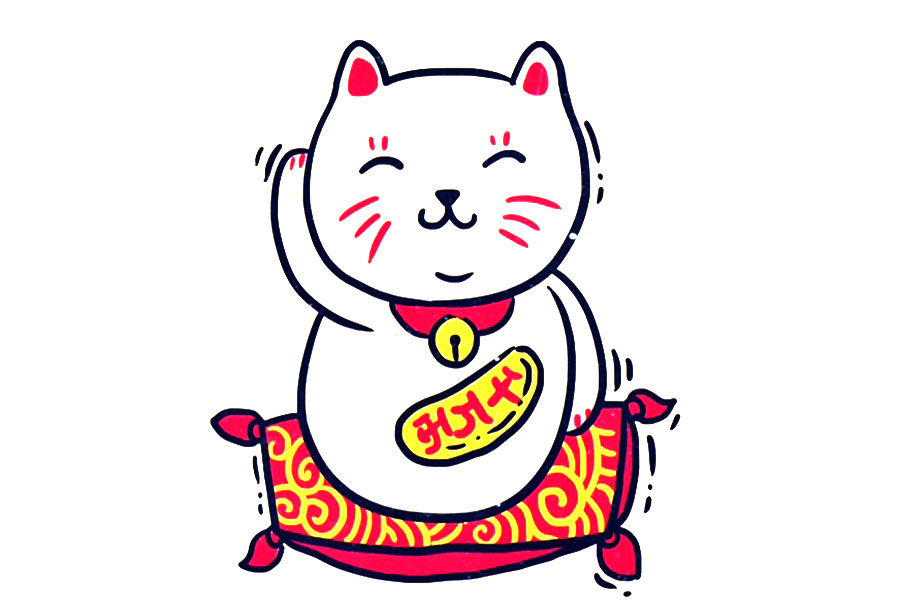 招财招福 招财猫简笔画教程