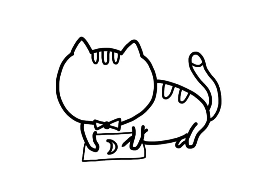 晚安猫咪简笔画画法步骤-图6