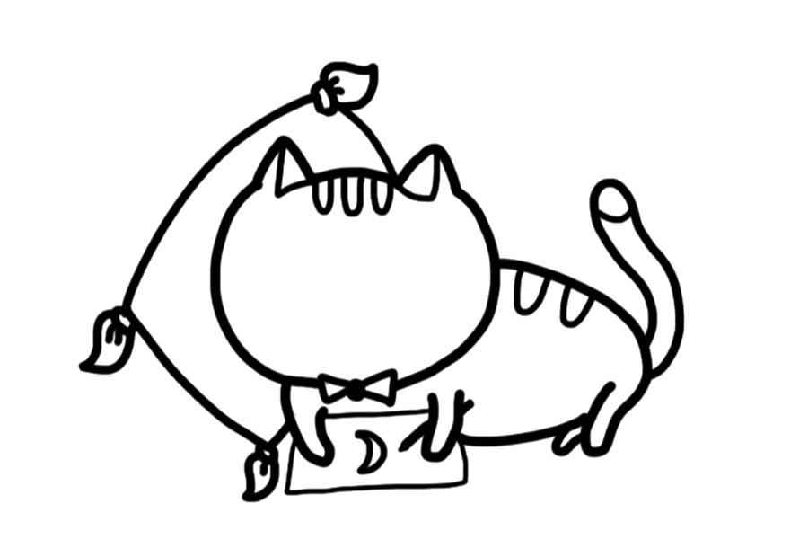 晚安猫咪简笔画画法步骤-图7