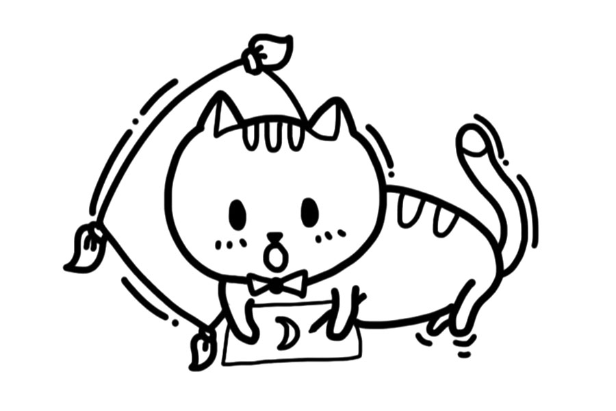 晚安猫咪简笔画画法步骤-图8