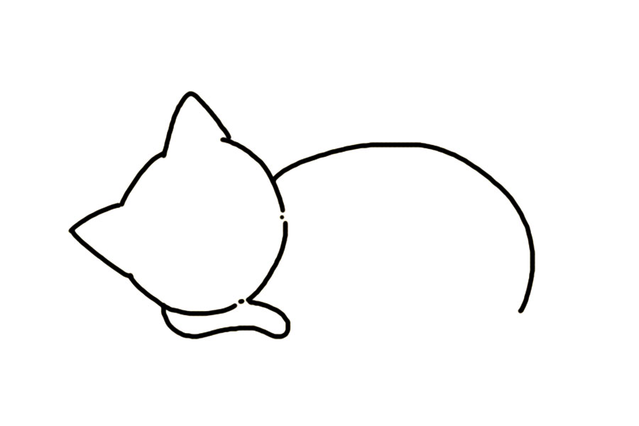 猫妈妈和猫宝宝简笔画教程-图3
