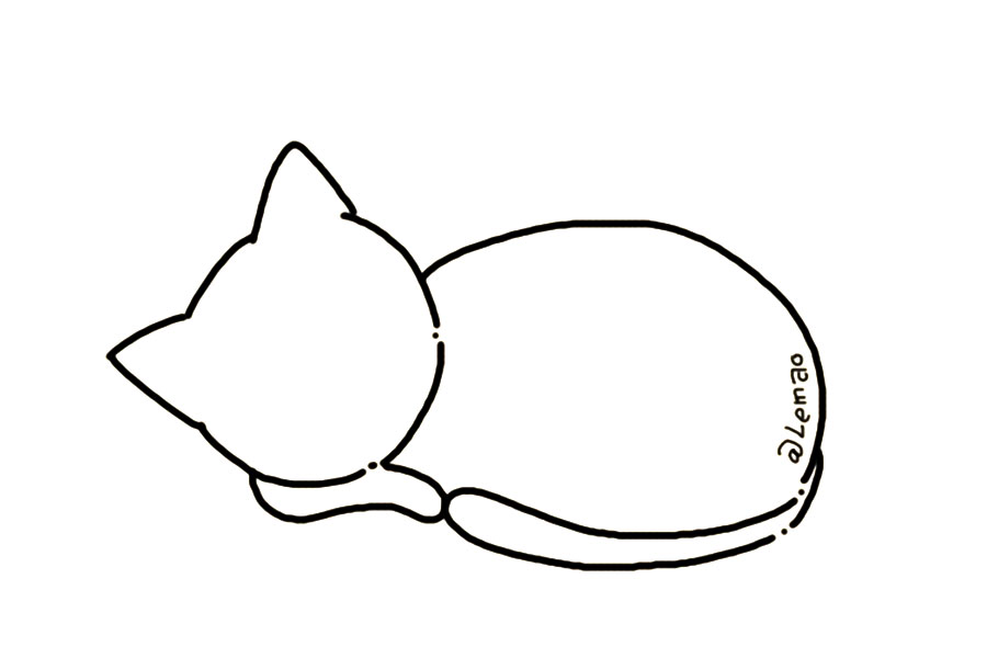 猫妈妈和猫宝宝简笔画教程-图4