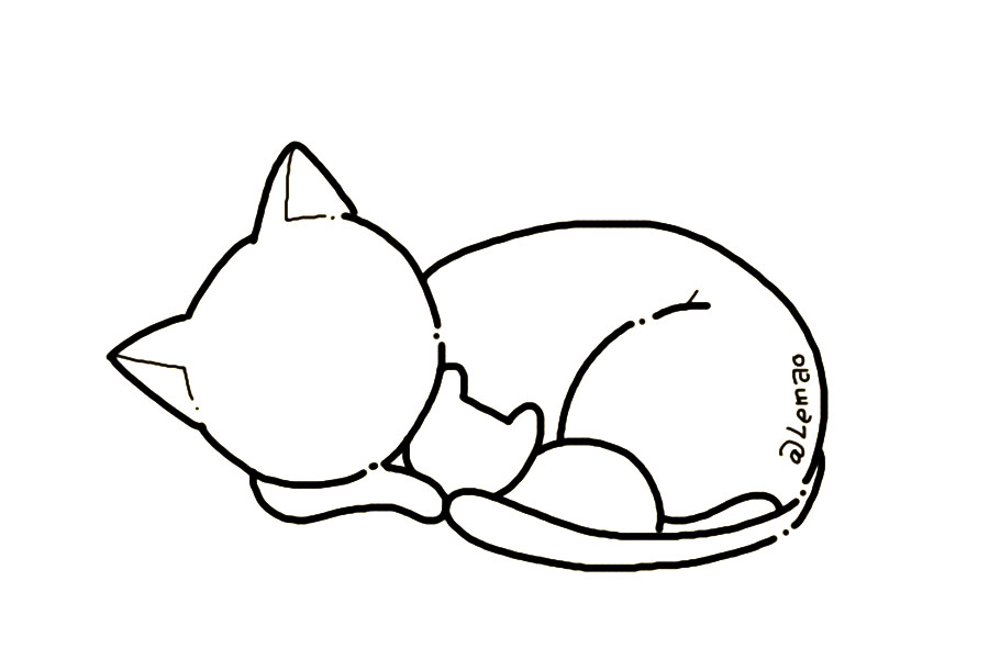 猫妈妈和猫宝宝简笔画教程-图5