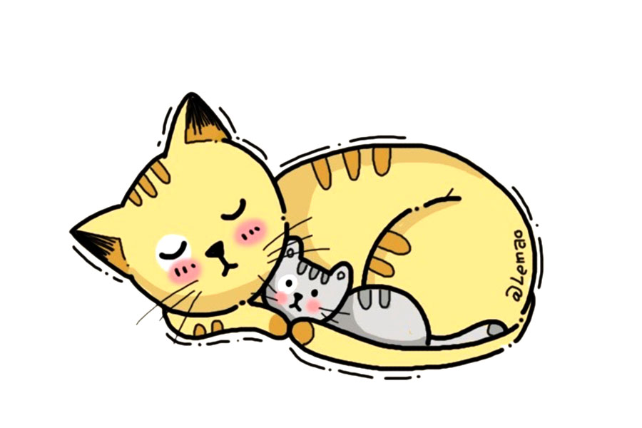 猫妈妈和猫宝宝简笔画教程