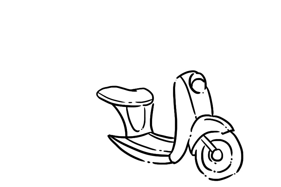 复古摩托车简笔画教程-图4