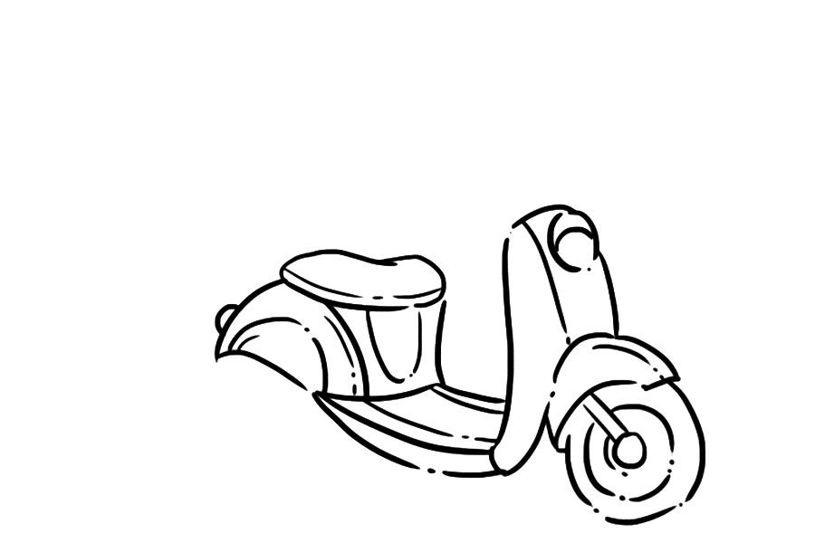 复古摩托车简笔画教程-图5