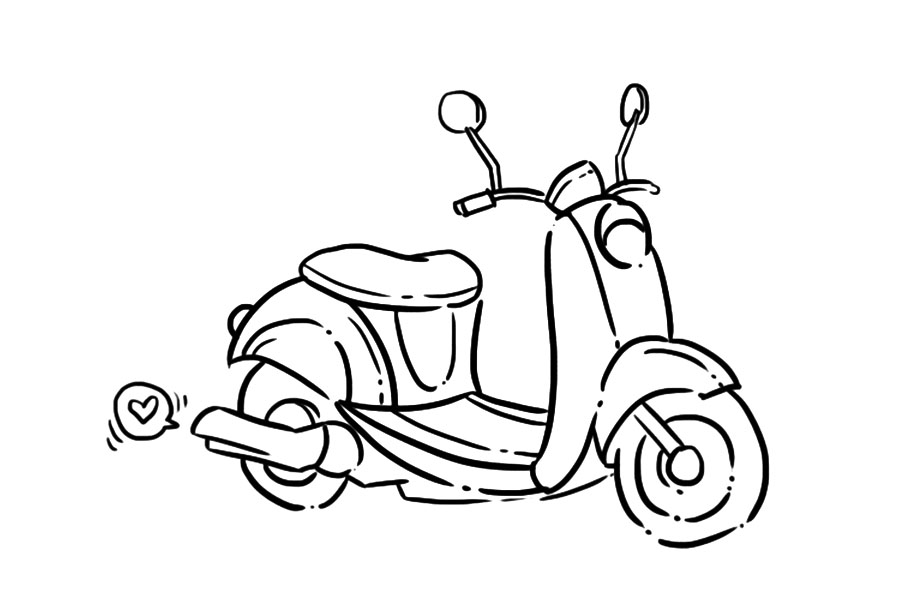 复古摩托车简笔画教程-图7