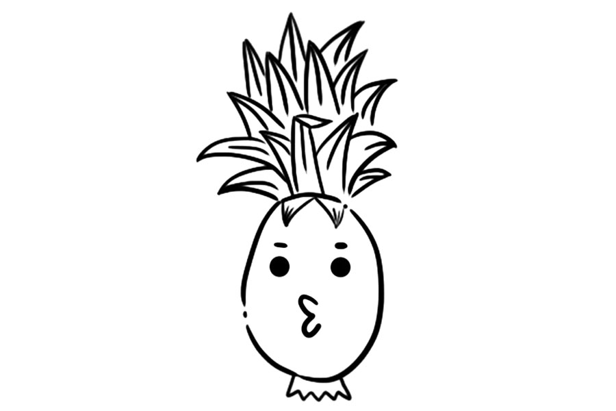 卡通黑凤梨简笔画画法步骤-图6