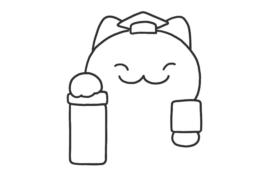 满分招财猫简笔画画法按步骤-图5