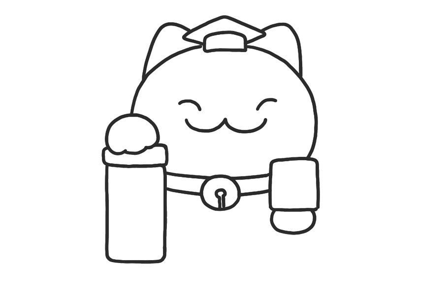 满分招财猫简笔画画法按步骤-图6