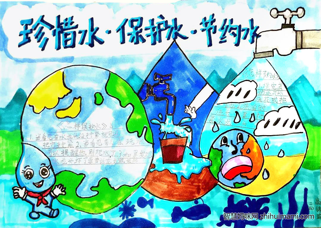 五年级节约用水主题手抄报绘画-图4