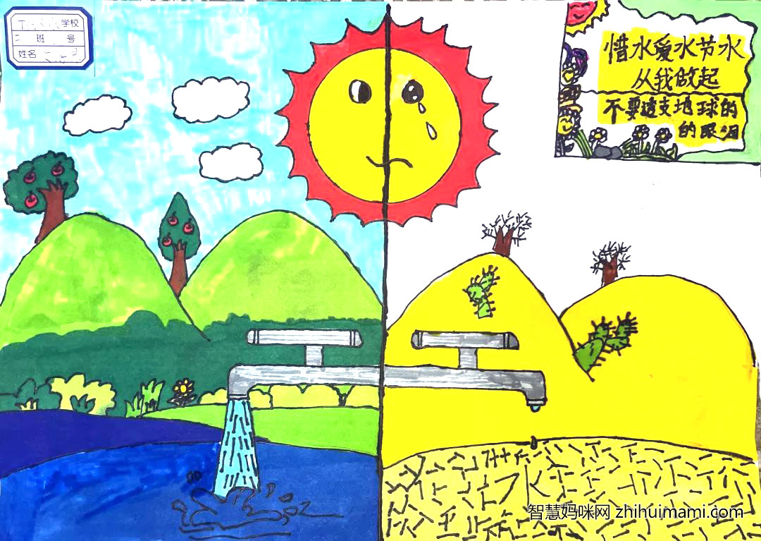 五年级节约用水主题手抄报绘画-图5