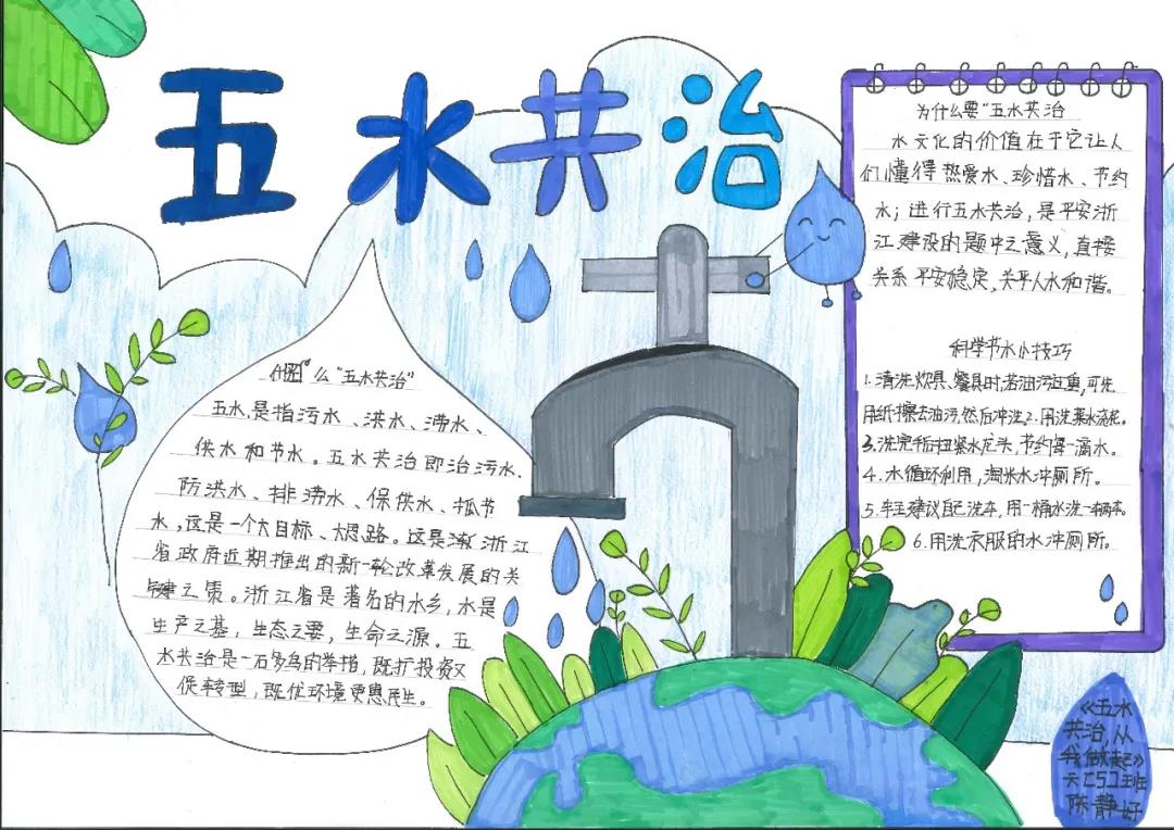 五水共治主题手抄报好画-图6