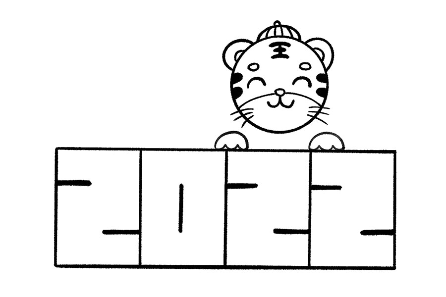 步骤7：两个半圆画出胖胖的虎爪