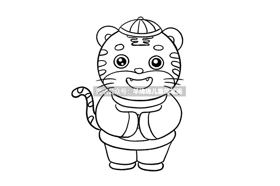 步骤9：别忘了加上一条弯弯的尾巴