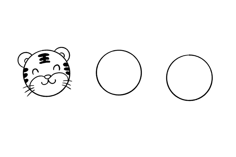 步骤4：另外就是老虎特有的斑纹了，掌握这个特点就不会画虎像猫了！