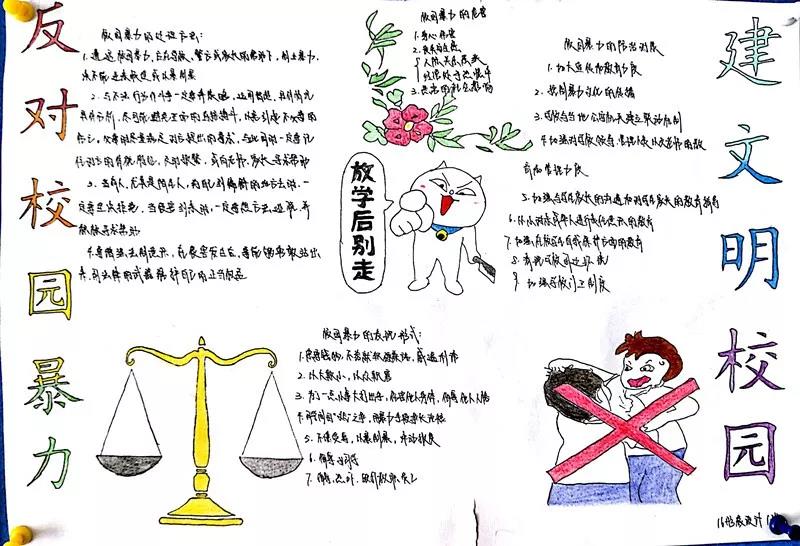 小学六年级反对校园暴力手抄小报