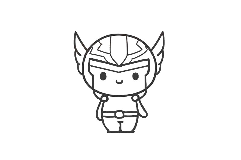 复联雷神简笔画画法步骤-图6