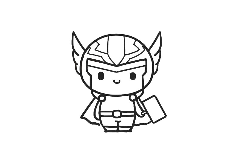 复联雷神简笔画画法步骤-图8