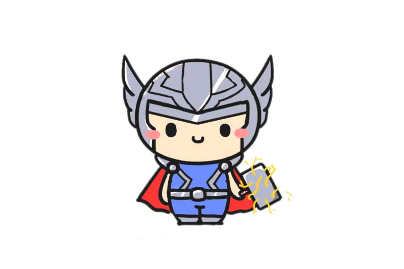 复联雷神简笔画画法步骤