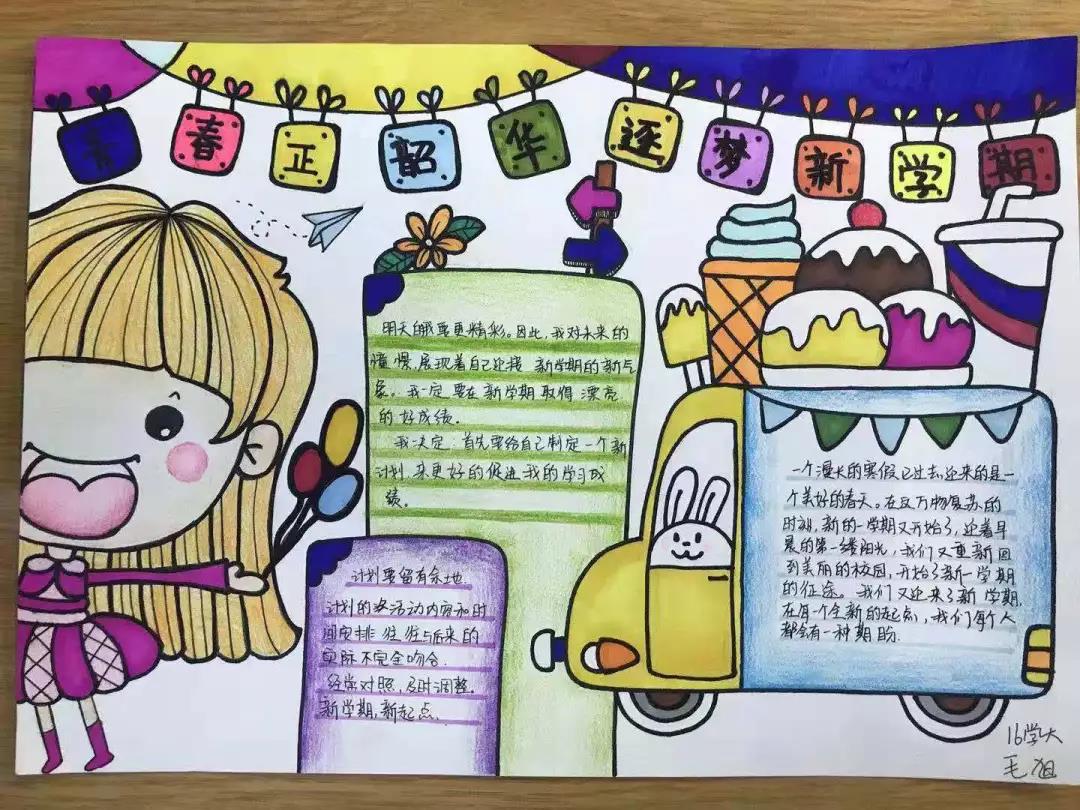 小学领跑新学期手抄报简单好看-图1